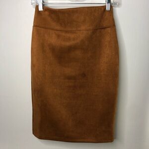 IRIS Brown Suede Pencil Medium Skirt
